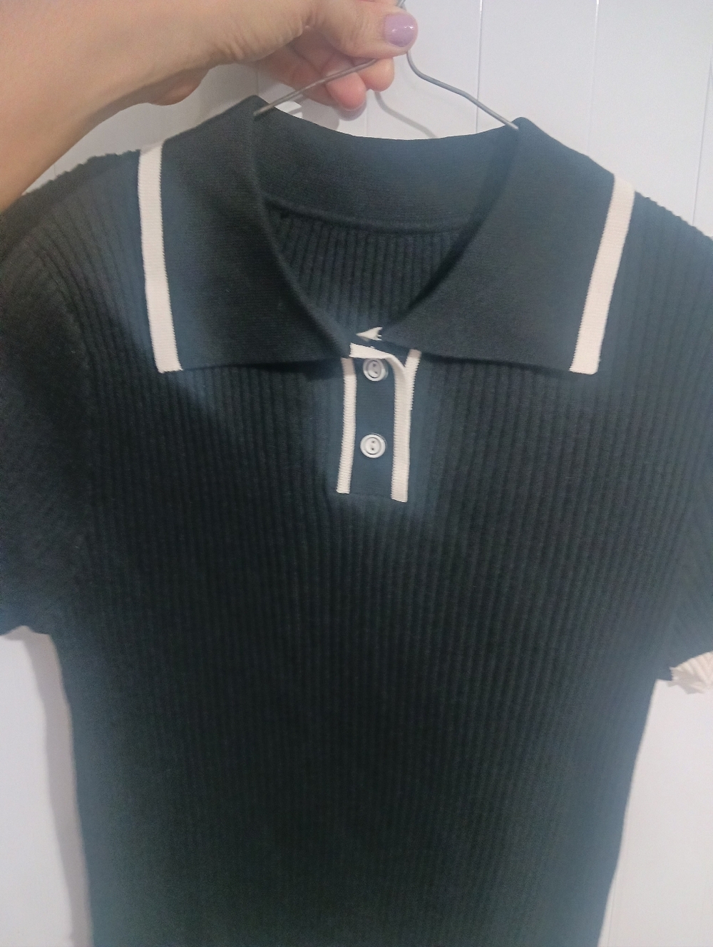 NEW Women Black & White Polo Shirt - Picture 3 of 6